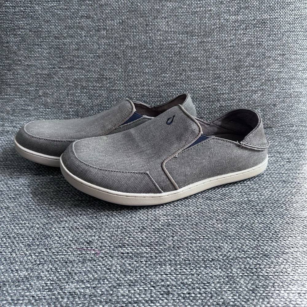 *NEW OluKai Gray Canvas Slip-On Loafers - Picture 2 of 7